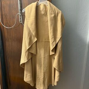 Tan Draped Open Front Cardigan /vest